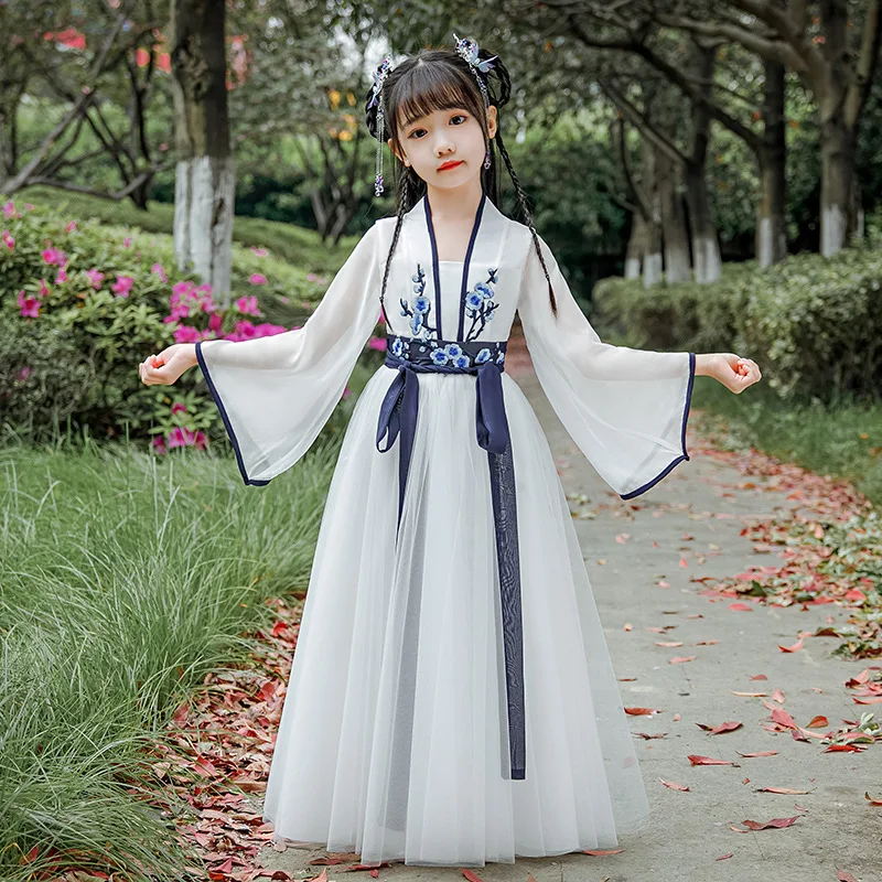 

Lovely Girls Hanfu Traditional Chinese Ancient Costume Han Dynasty Perform Dress Oriental Princess Dress Kids Dance Cosplay Tang