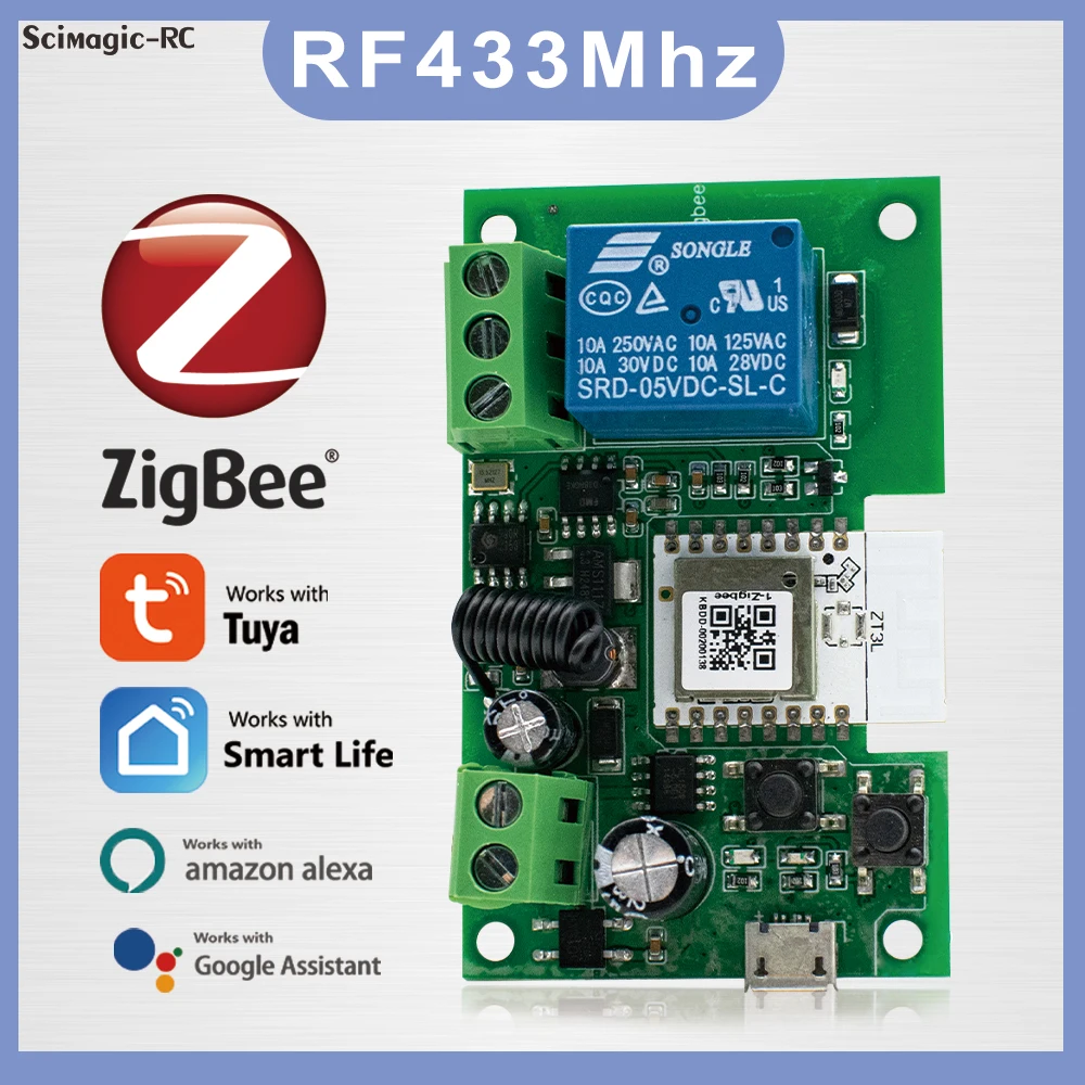 1 Channel Zigbee Tuya Smart WIFI Relay Module Switch DC5V 7-32V AC85-250V 220V RF433Mhz Remote Control Voice Alexa Google Home