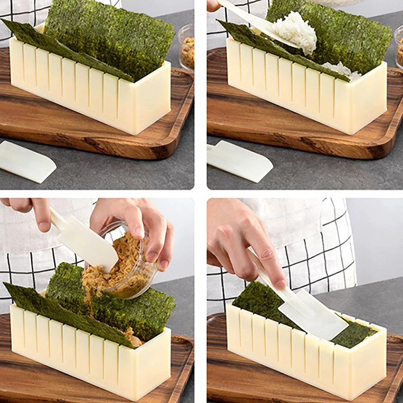 Diy Sushi Maker And Rice Circular Mold Seaweed Cake Plastic Mold Multifunctionele Mould Square Sushi Grinder Making Tool Set