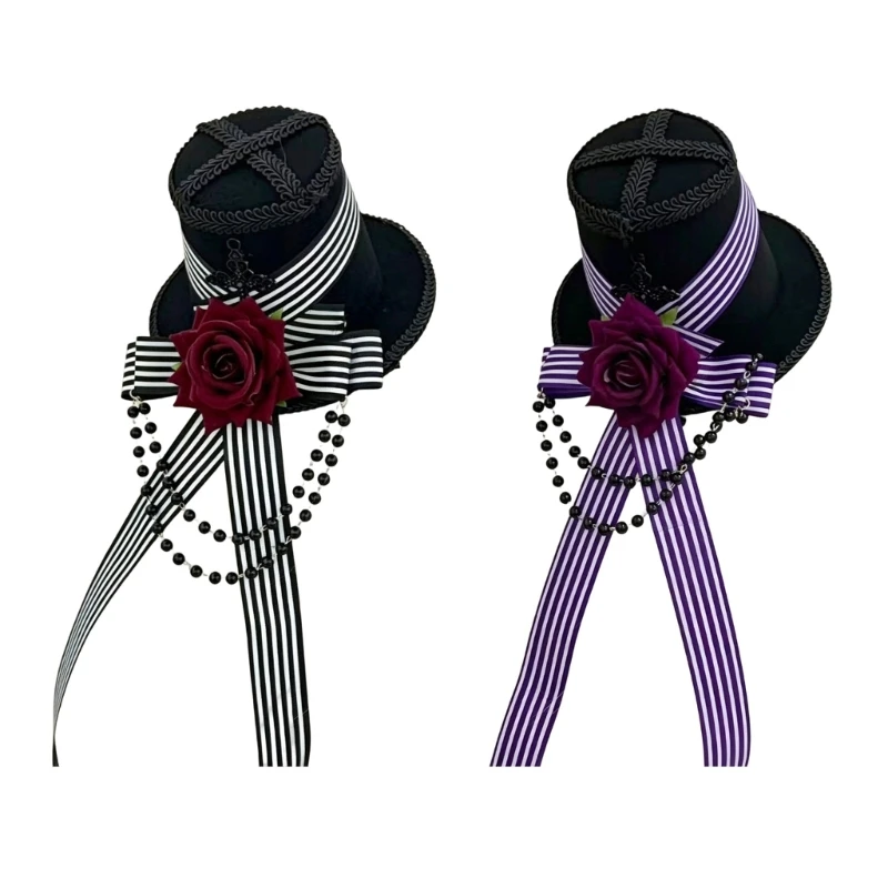 Gothic Halloween Dark Small Top Hat Hairpin Secure Barrette For Weddings Balls And Festival Celebrations D0UB