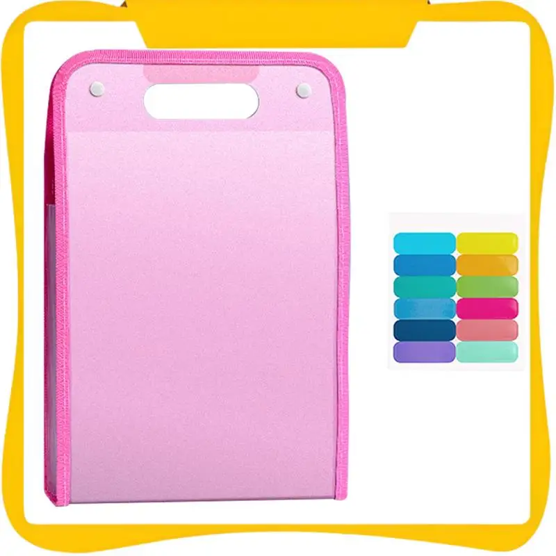 

4Pcs A4 File Folders, Vertical A4 File Organizer With Handle With Portable 13 Pockets For Student, Business Durable Easy To Use