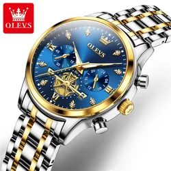 OLEVS Original Quartz Watch for Women Stainless Steel Waterproof Luminous Chronograph Luxury Top Brand Elegant Ladies Wristwatch