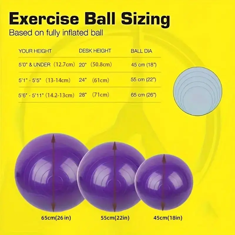 65CM PVC Fitness Balls Yoga Ball Thickened Explosion-proof Exercise Home Gym Pilates Equipment Balance Ball