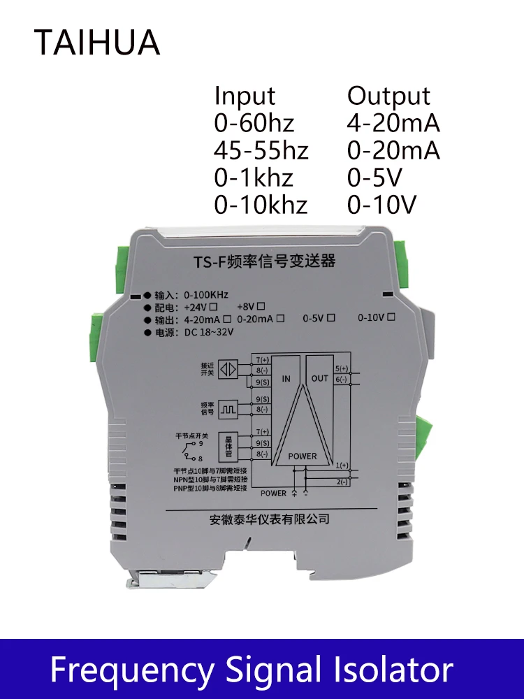TS-Fシリーズ防爆型周波数アイソレータ 4-20mA/0-10V出力 DIN 35mmレール取り付け 工業オートメーション