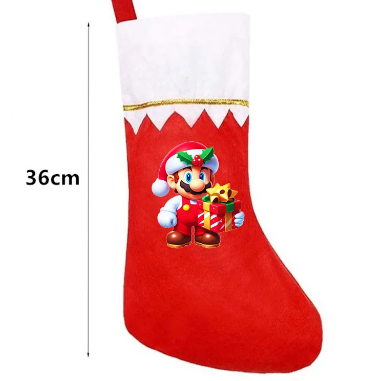 Super Marios Christmas Stocking Anime Xmas Tree Pendant Gifts Bags Kids Kawaii Santa Claus Socks Ornaments Home Decor Hot Sales