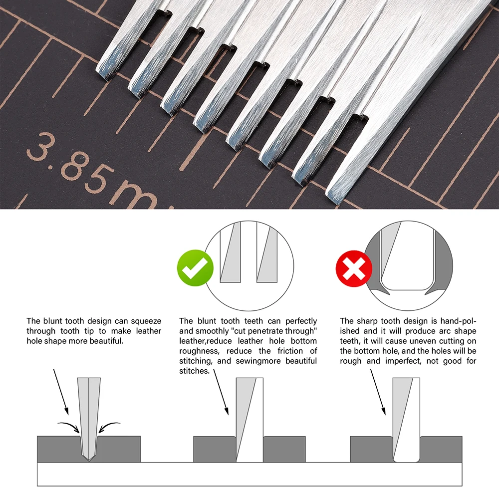 WUTA 1pc High Quality Sharp Leather Chisel French Style Pricking Iron Die-steel Leather Punching Tool Polish-2.7/3.0/3.38/3.85mm