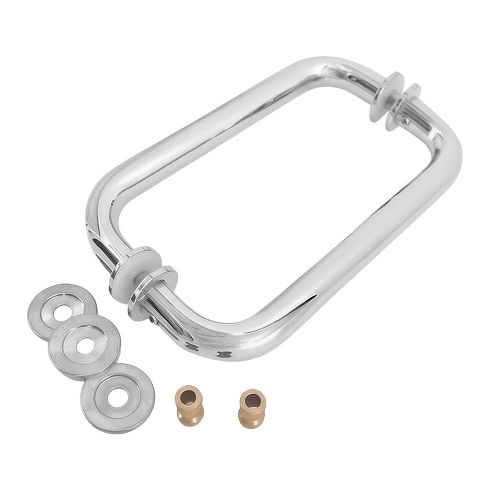 Shower Door Pull Handle with High Polished Mirror Finish SUS 304 Steel and Internal Brass Sleeves for Stability
