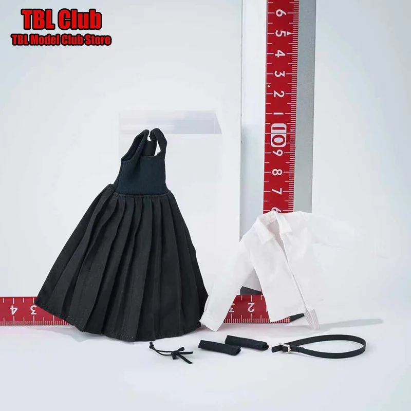 

Белая рубашка с длинными рукавами в масштабе 1/12, черное длинное плиссированное платье на подтяжках, женская одежда для 6-дюймовой фигурки солдата NOTTAA Romankey