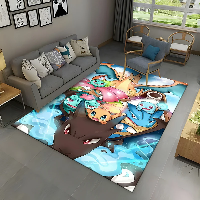 Japanese Anime Pokemon Large Carpet Living Room Home Decor Sofa Table Rug Anti Slip Chair Lounge Floor Mat Carpet for Bedroom