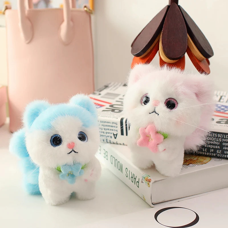 Angel Cat Plush Pendant 15cm Cute Cat With Wings Blue Pink Kitten Plush Doll Keychain Backpack Decor Boy Girl Good Friend Gift