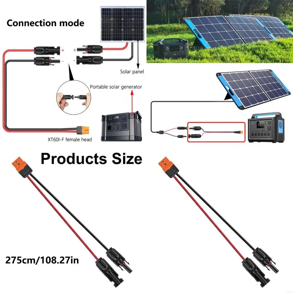 

27RA Solar to XT60i Adapter Cable 12AWG Mobile Storage Battery Charging Connection