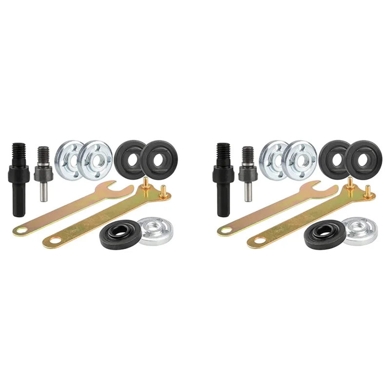 

A19F-2X Drill Angle Grinder Adapter With Flange Nut Parts Set,6Set Replacement Grinder Flange Nuts And Wrench Conversion Tool