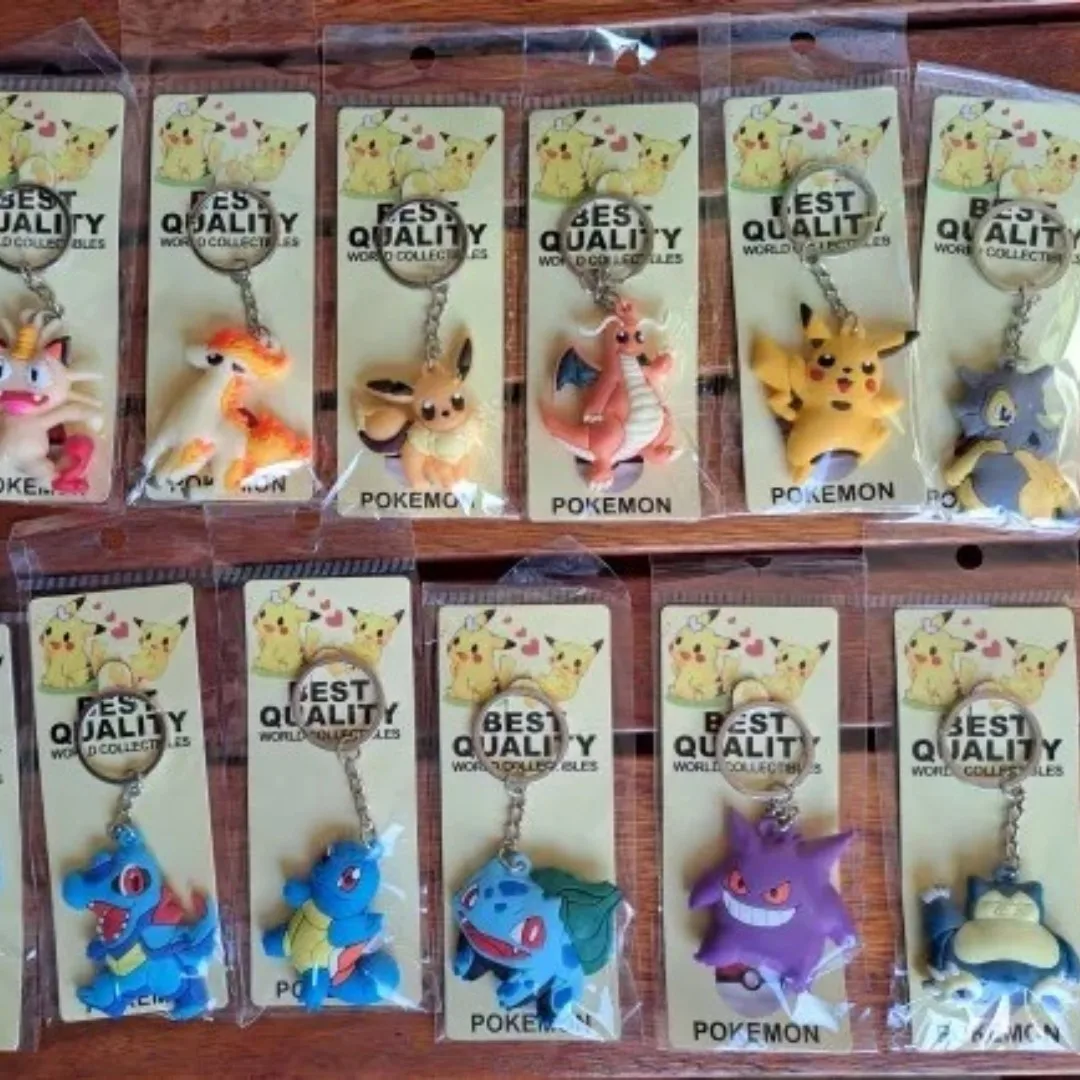 Pokemon Anime Marowak Abra Gengar Ponyta Porygon Alloy Silicone Keychain Accessories Pendant Bag Key Ring Pendant Birthday Gifts
