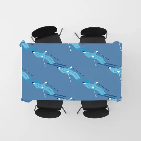 Blue Sailboat Tablecloth Modern Dining Room Decor for Kitchen Bedroom Soft Microfiber Fabric