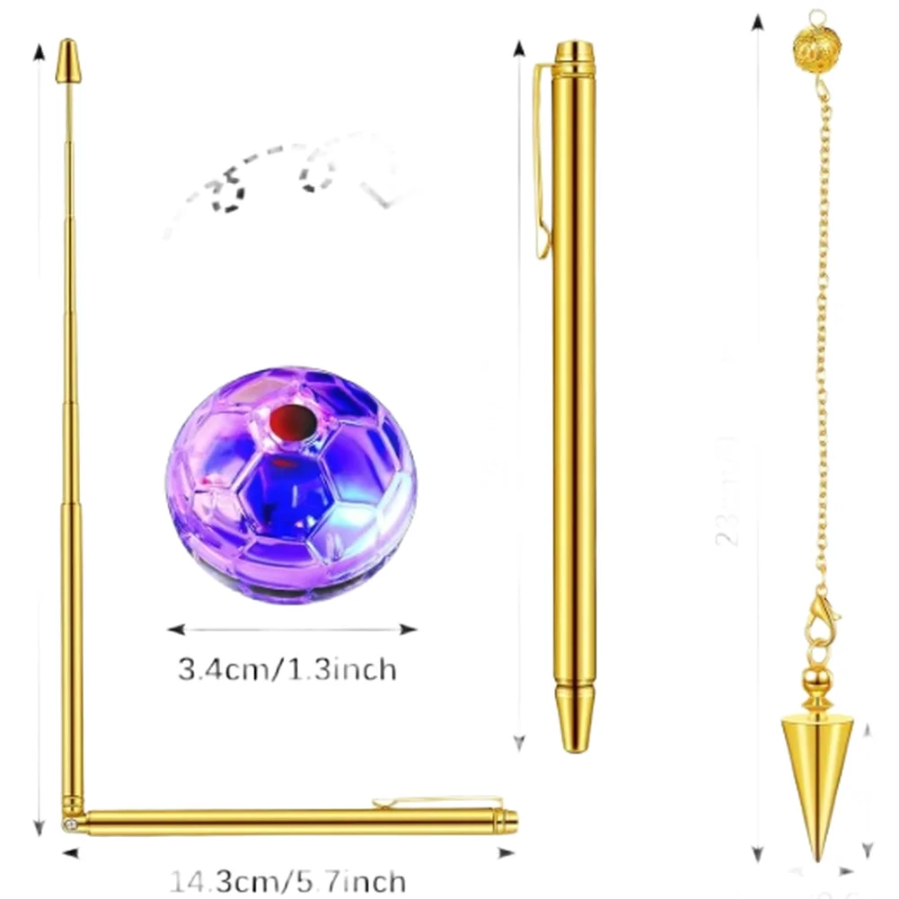 Extendable Copper Dowsing Rods Set With Pendulum For Treasure Hunting Divination Energy Detection Portable Home Garden Tools