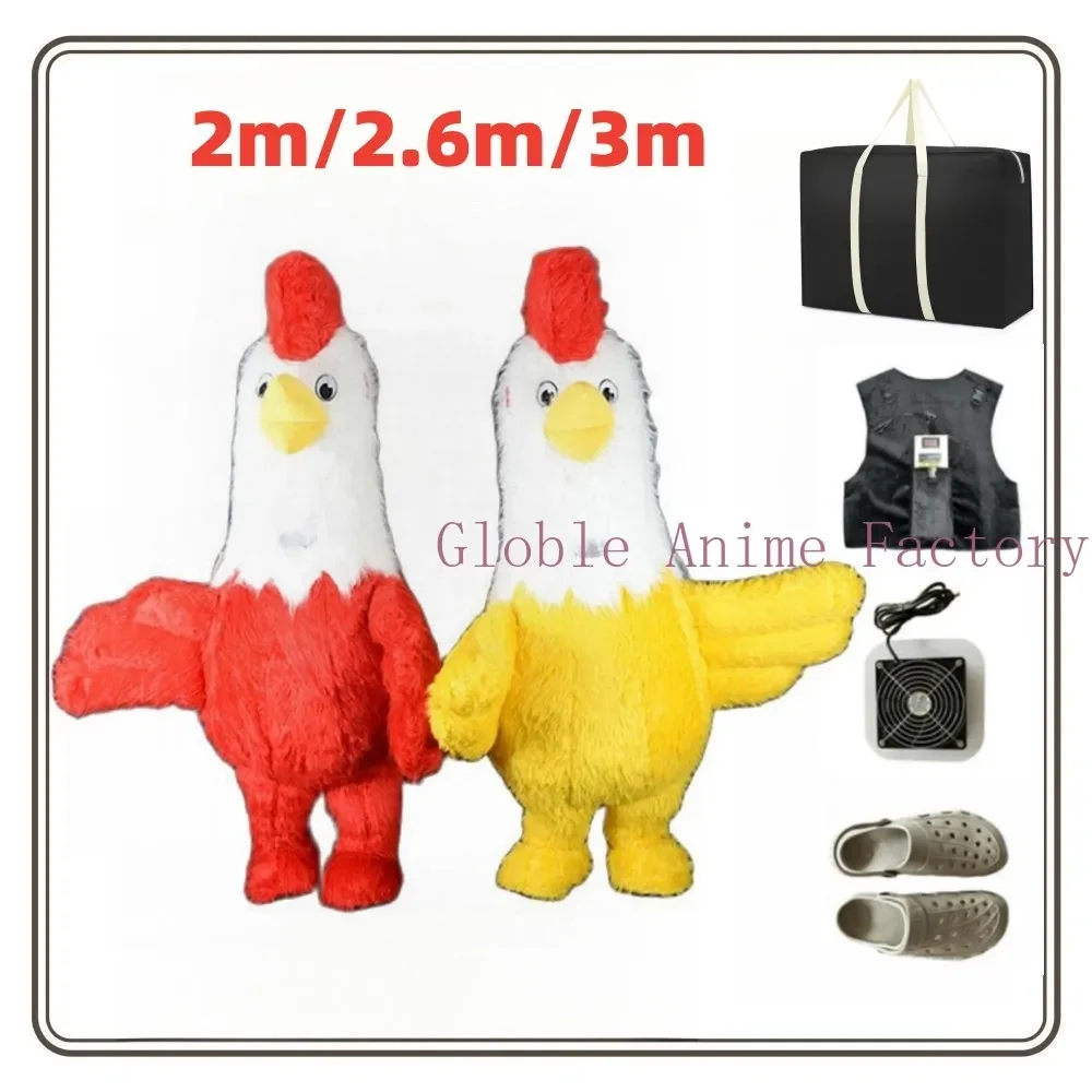 Inflatable Big rooster Cosplay Halloween Party Game Elephant Fur Suit Costumes Mascot Plush Blew Up Mascotte Costume For Adult