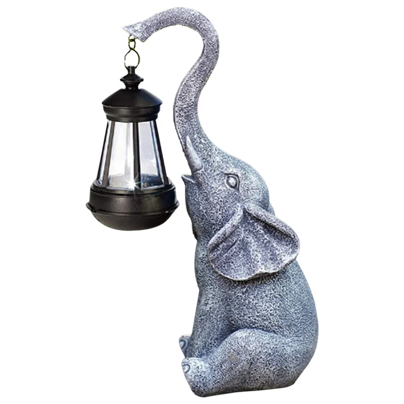 

Solar Elephant Garden Statues Resin Outdoor Courtyard Elephant Statue Perfect Elephant Gift For Women Grandmother-AT64