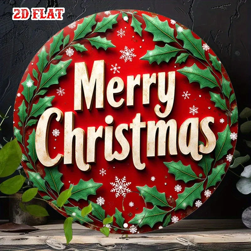 1 pieza de decoración navideña de pared de metal, letrero navideño de copo de nieve rojo y verde para el hogar, cafetería, decoración del hogar de vacaciones de oficina