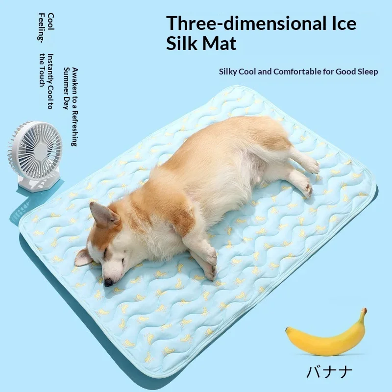 

Top Rated Cooling Ice Silk Dog Mat for Small Medium Dogs, Breathable Summer Floor Mat, Stylish Non-Slip Washable Pet Bed