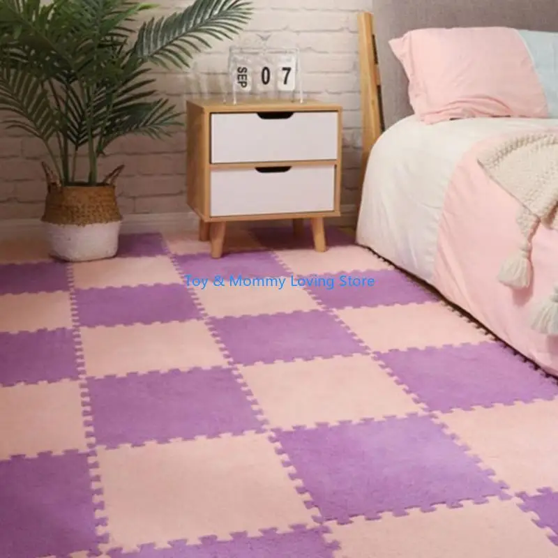 Y1QF 10 قطعة/الوحدة غرفة السجاد الربط حصيرة الأطفال السرير البطانيات الصغيرة مقاومة للبقع غرفة المعيشة الكلمة حصيرة 30x30 #4