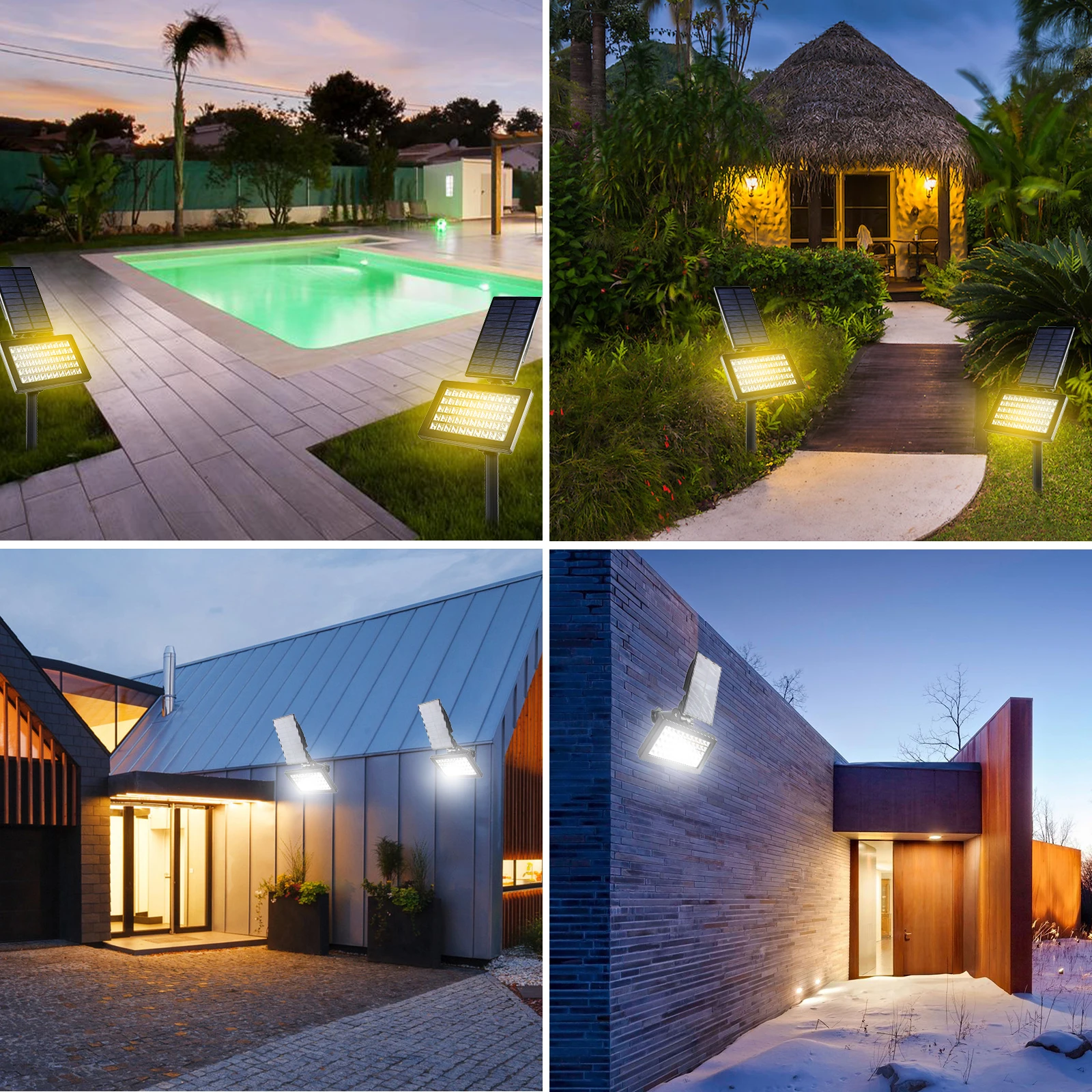 T-SUN 2PCS Warm Weiß/Kalt Weiß 50LED Solar Garten Licht Im Freien Super Helle Solar Rampenlicht Solar Wand Licht IP65 Wasserdicht