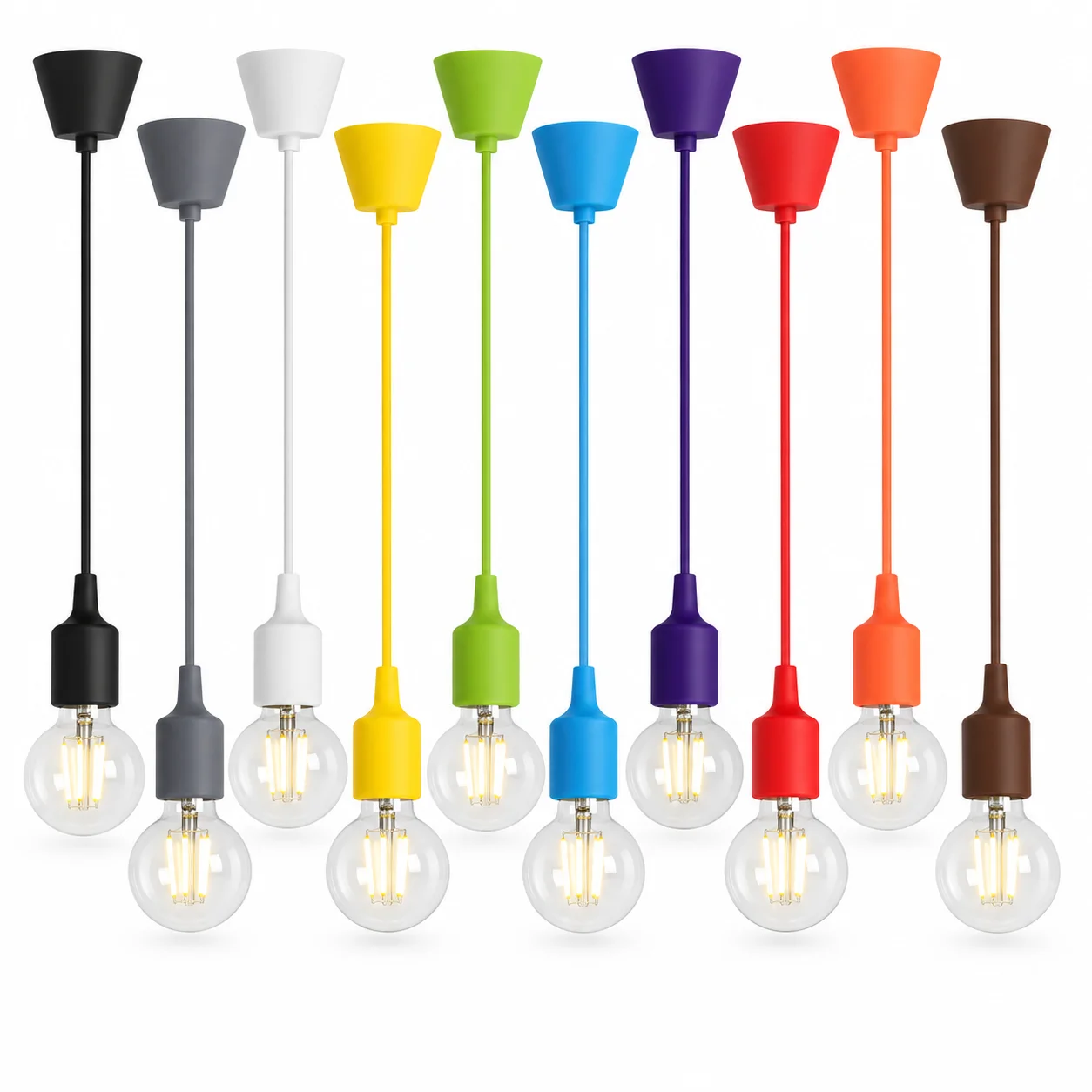 JOYINLED E27 Lamp Holder Kit with 100CM Fabric Cord Silicone Socket Adjustable Pendant Suspension Cable for Ceiling Lampshade