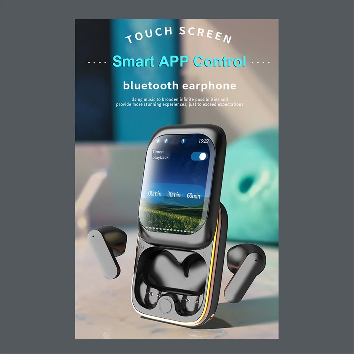 【Hot Price】Slide-Out True Wireless Earphones Bluetooth 5.3 Full-Color Touch LCD Bass Boost Gaming Mode Compatible Android & IOS