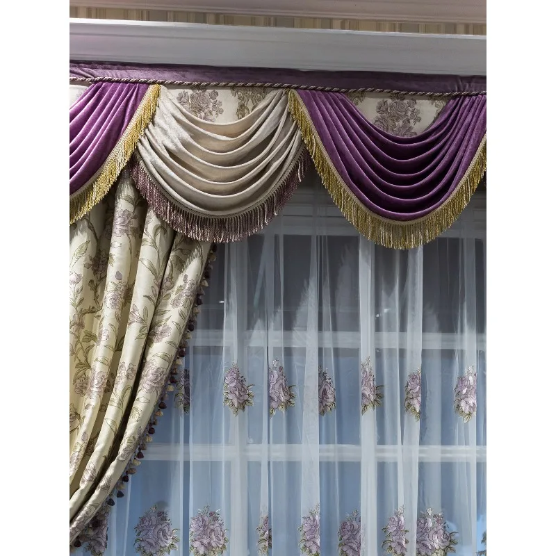European-style large flower curtains, new living room luxury atmosphere luxury American high-end bedroom finished product high-e