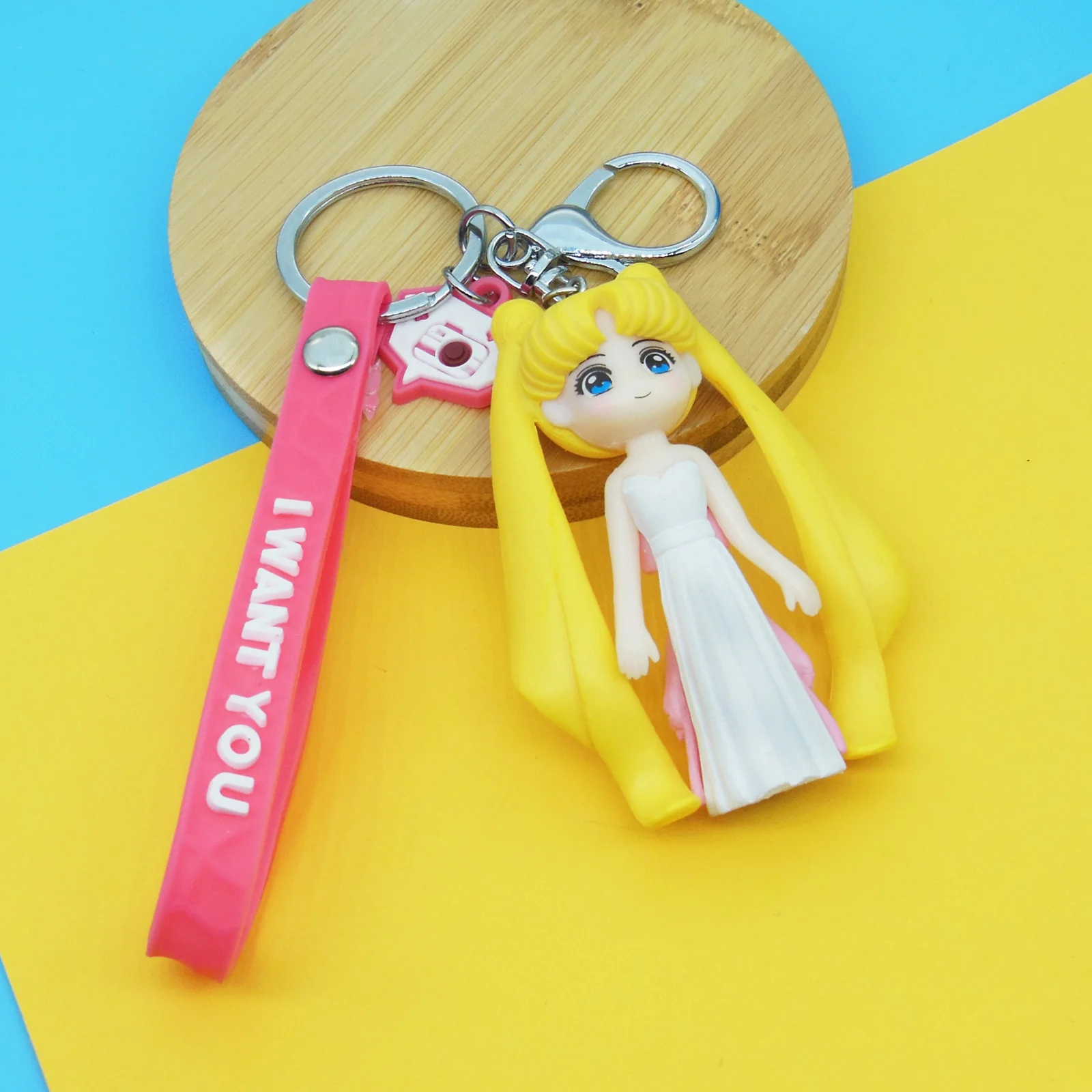 Anime Sailor Moon Keychain Cute Figure Doll Couple Bag Pendant Keyring Car Key Chain Accessories Toy Gift for Men Women Friends