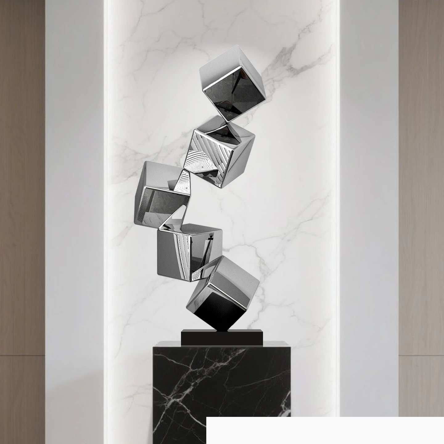 European light  geometric square laminated ornaments living room bedroom entrance study model room home decoration