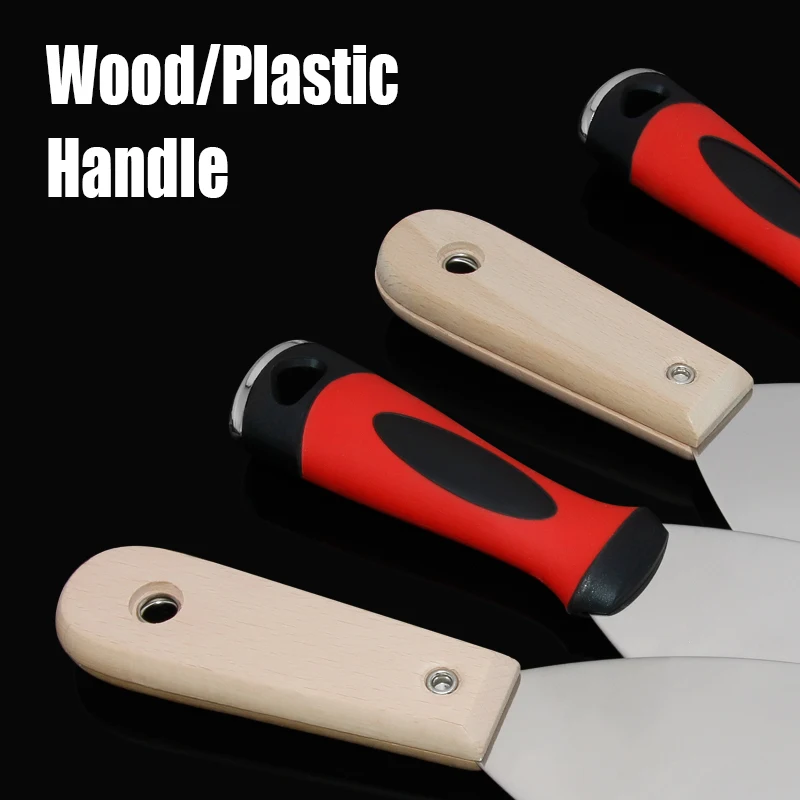 1pcs Stainless Steel Putty Knife 1-6 Inch Scraper Paint Knife Wood/Plastic Handle Decoration Wall Scraper Paint Tool