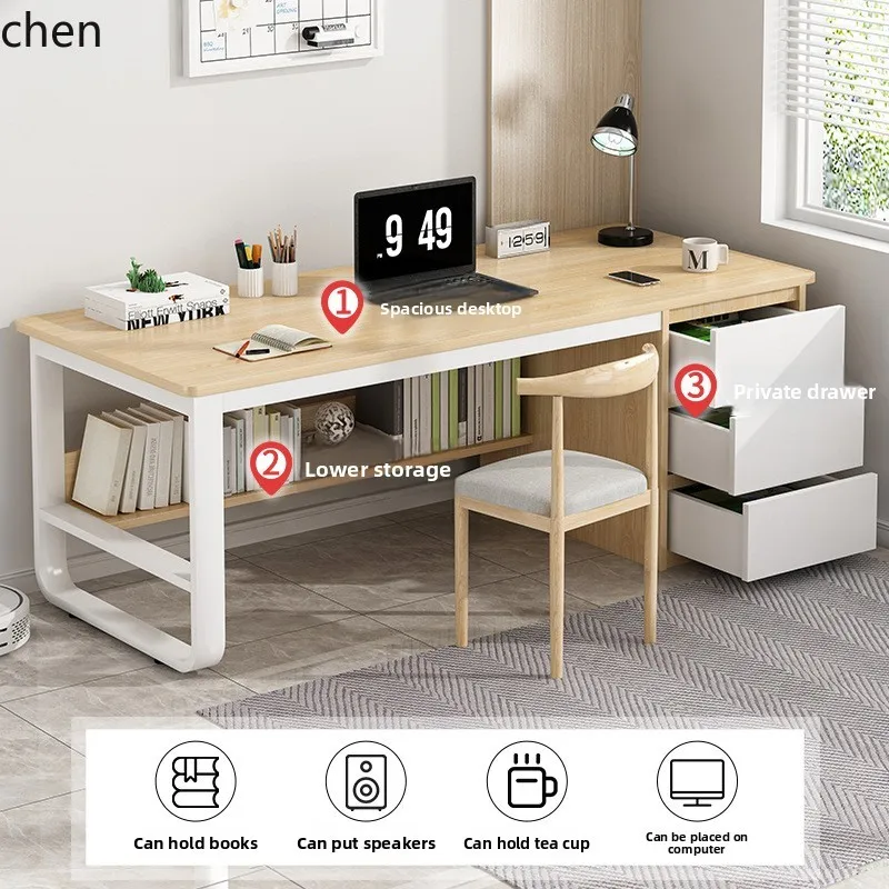PYH Modern Simplicity Premium Sense Home Writing Computer Desk Desktop Workbench Bedroom with Drawer Office Table