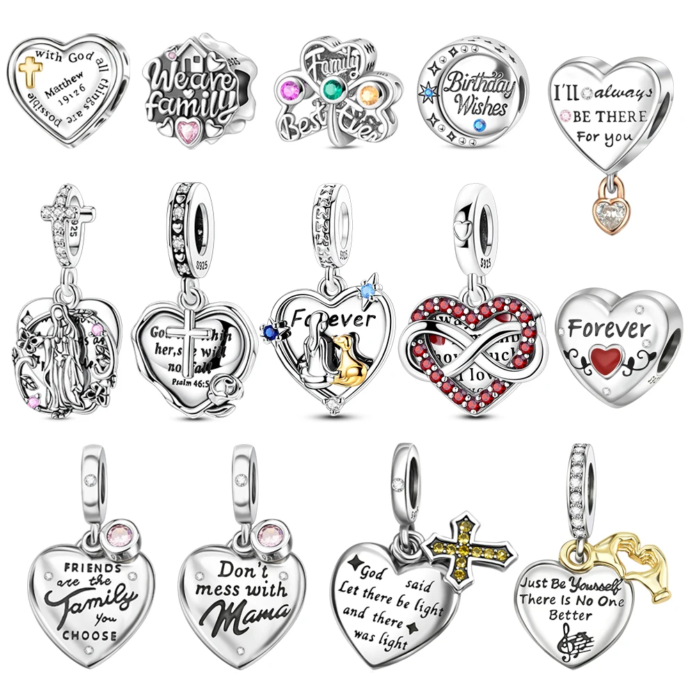 

Текстовая серия, стерлинговое серебро 925 пробы, Vows of Love, пара, кулон в форме сердца для матери, подходит для браслета «сделай сам», ожерелье, изысканный нишевый подарок