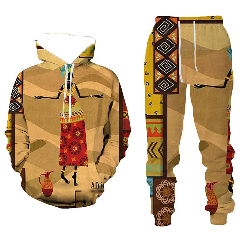 

Autumn and Winter Men's Hoodie Set Men's Printed Pattern Street Sports Hoodie Set Quick Drying and Breathable Fun Hoodie Set