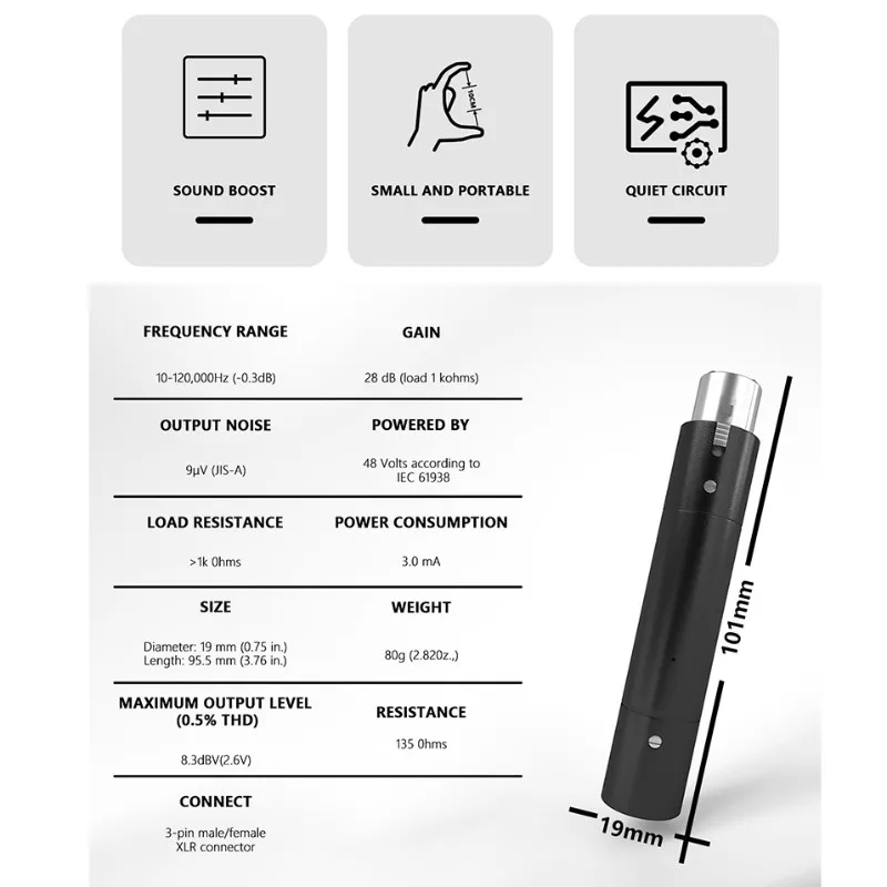 ABJM-48V Dynamic Microphone Amplifier For Live Streaming And Karaoke For DJ Party Black