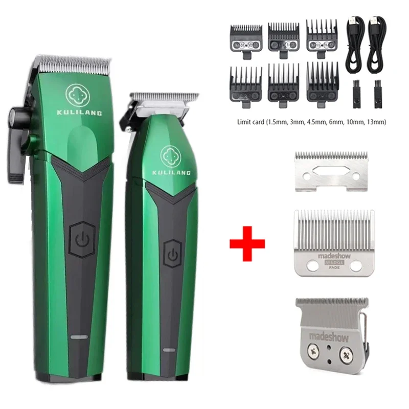 

2023 New Madeshow Kulilang R66 R55 Hair Cutting Machine Green Kit Professional Hair Clipper for Men USB Charging Trimmer Machine