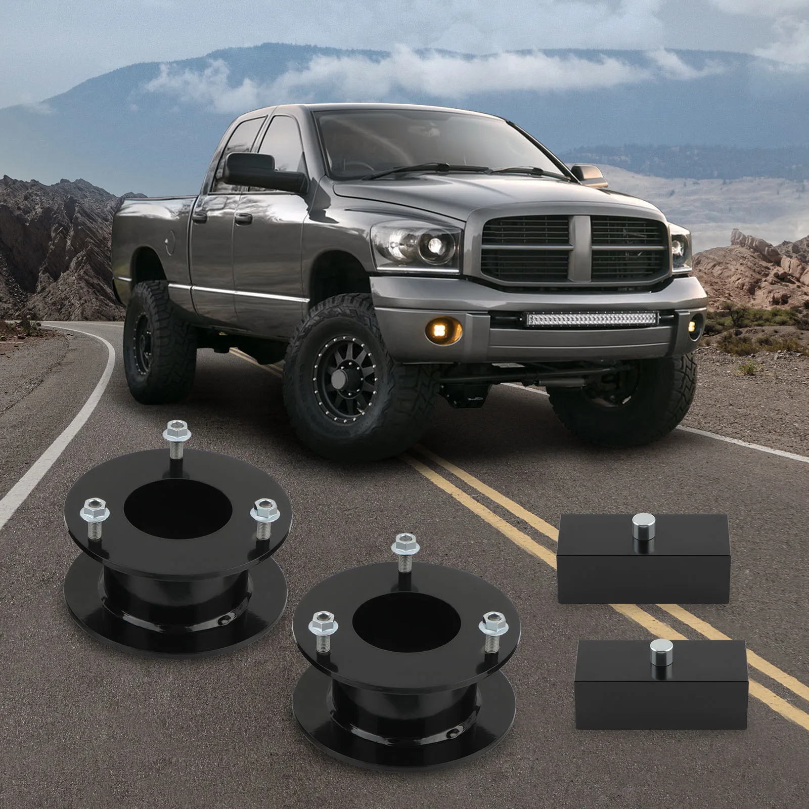 

3" Front 2" Rear Leveling Lift Kit for Dodge Ram 2500 3500 4WD 4X4 1994-2013 Carbon Steel