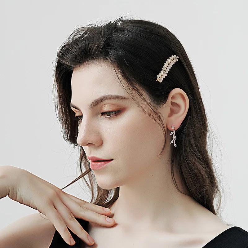 Zirkon Haarnadeln Frauen Kristall Haarschmuck Mode Haars pangen Haar bekleidung Hochzeit Haars pangen Schmuck Zubehör – Detail 1