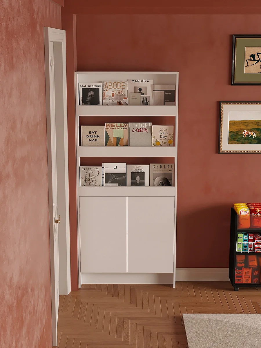 Bookshelf Ultra-thin shelf behind door Children's reading shelf Living room against wall Storage and finishing rack Vertical