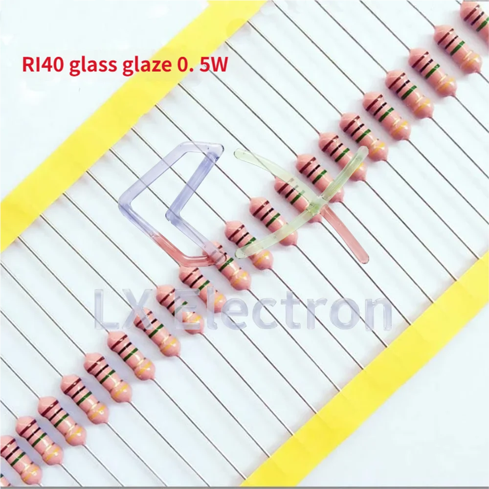 10pcs-100pcs RI40 0.5W 1/2W High Voltage Resistor Glaze Film Color Ring Replacement for Ohmite MOX/Vishay VR37 1K-500MJ Ohm ±5%