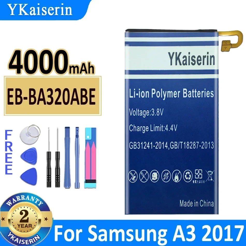 

Аккумулятор YKaiserin емкостью 4000 мАч EB-BA320ABE для Samsung Galaxy A3 2017 A320 A320F SM-A320F Аккумулятор большой емкости + трек НЕТ