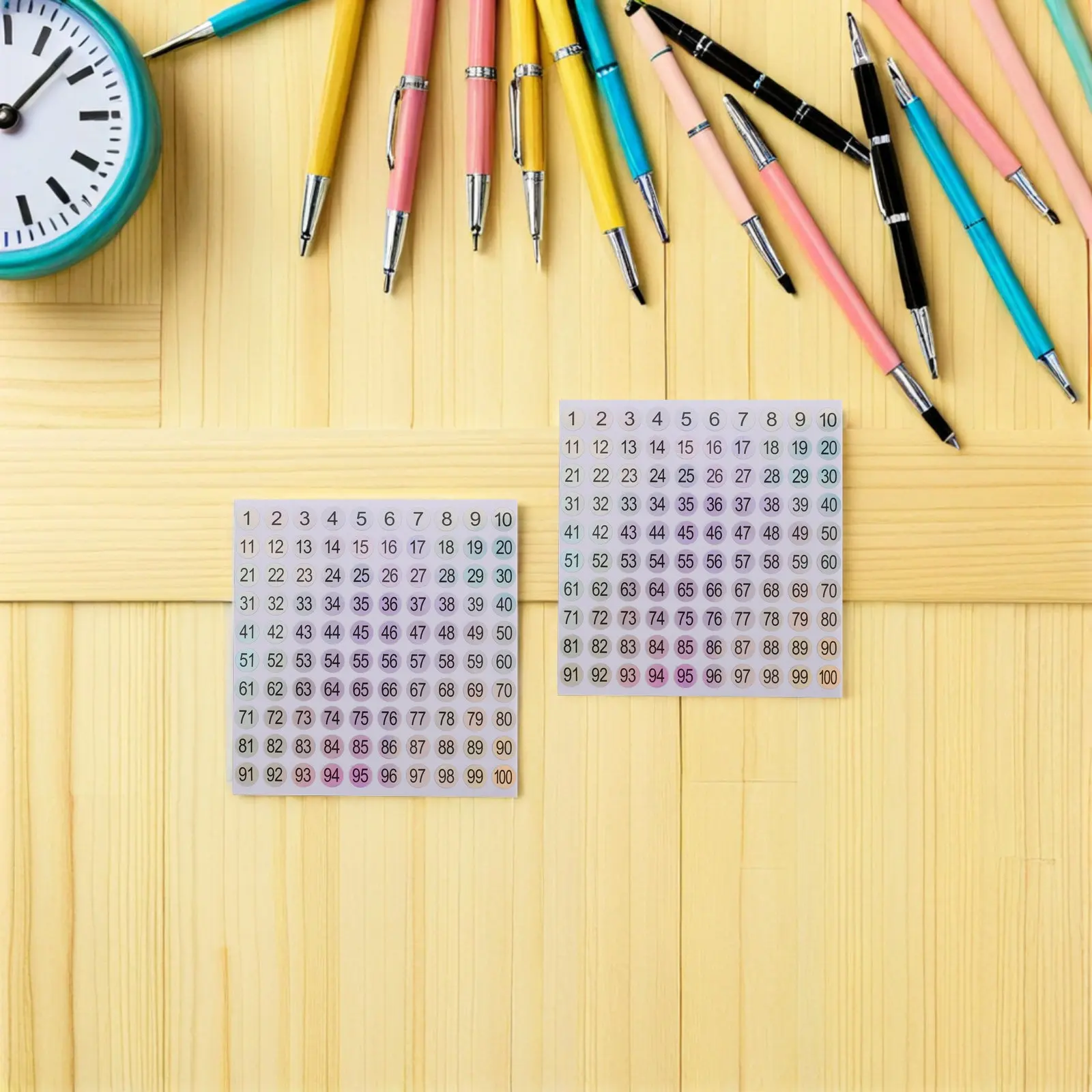 20Sheets 1-100 Holographic Number Stickers Small Round Self Adhesive Waterproof Labels Removable for Classroom Storage Mailbox