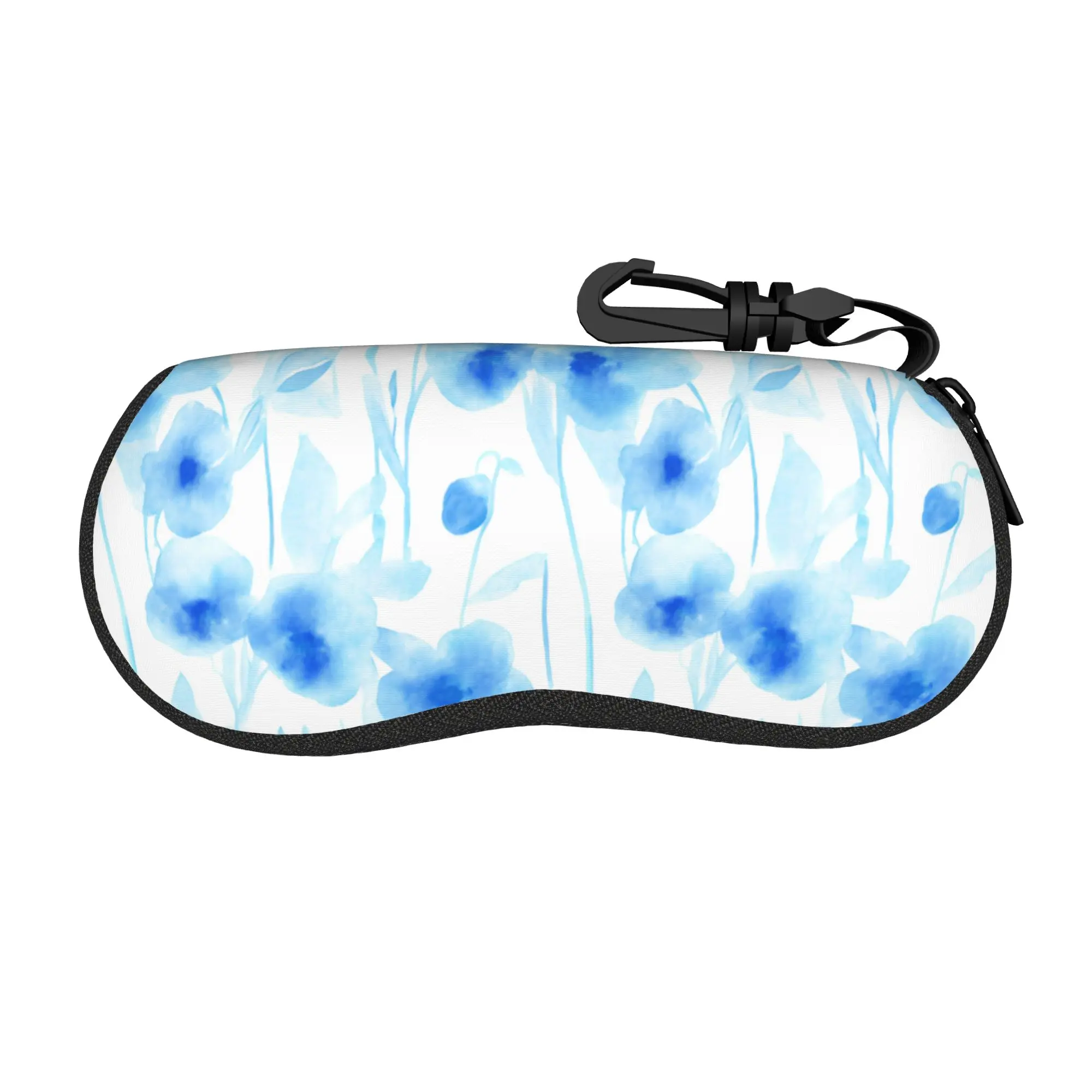 Floral Illustration Watercolor flowers Glasses Case Girls Convenient Zipper  Glasses Storage Box Cartoon Eye Contacts Case