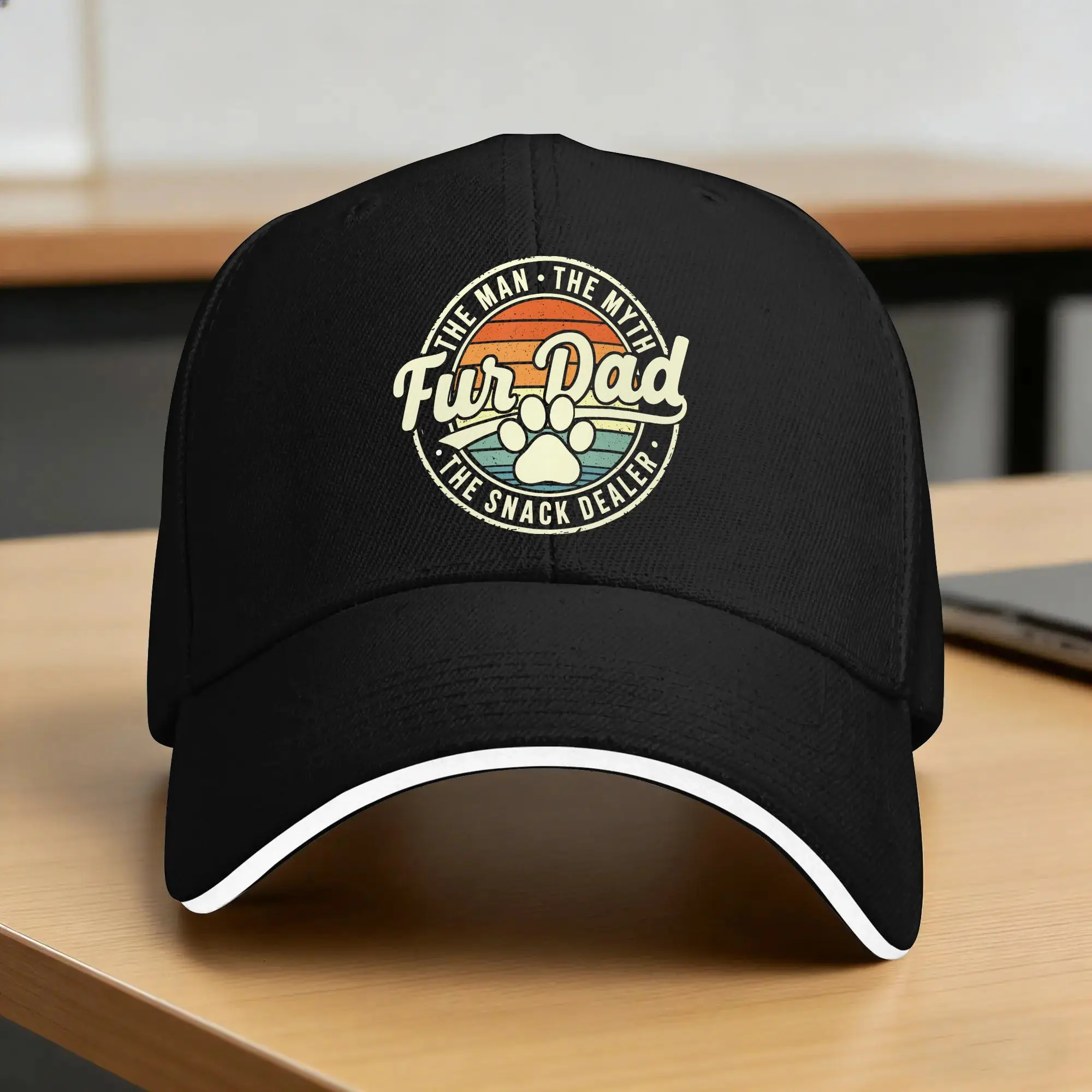 Camiseta divertida para el Día del Padre con diseño de pata de gato y perro, para papá amante de las mascotas, distribuidor de snacks, B0GV4X849Q, Gorra de béisbol para el sol, Gorra trucker vintage de verano