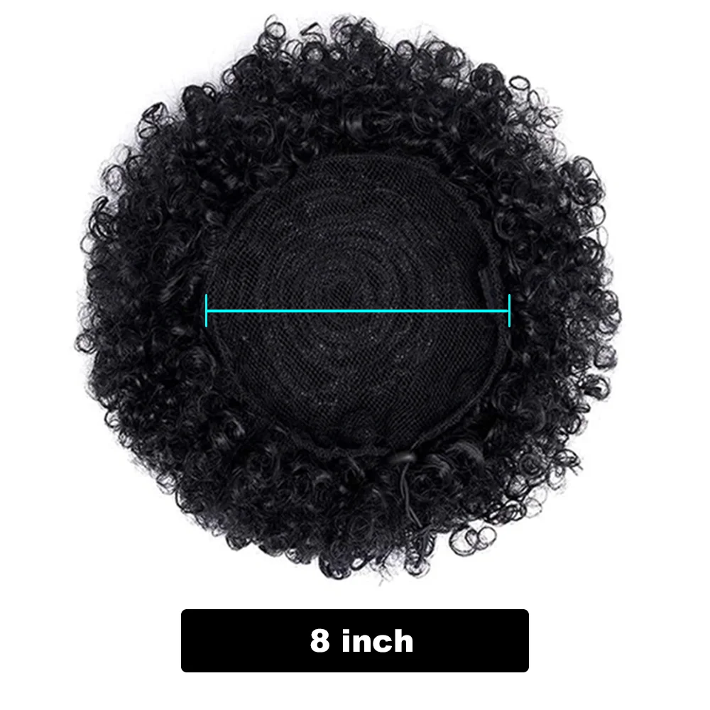 Afro Puff-coleta sintética con cordón para mujer negra, postizo de moño rizado corto, extensiones de cabello esponjoso