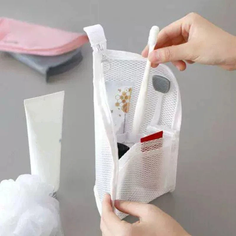 Große Kosmetiktasche mit hoher Kapazität, wasserdicht, platzsparend, faltbar, für Reisen, mit Reißverschluss, vertikal stehend. – Detail 8