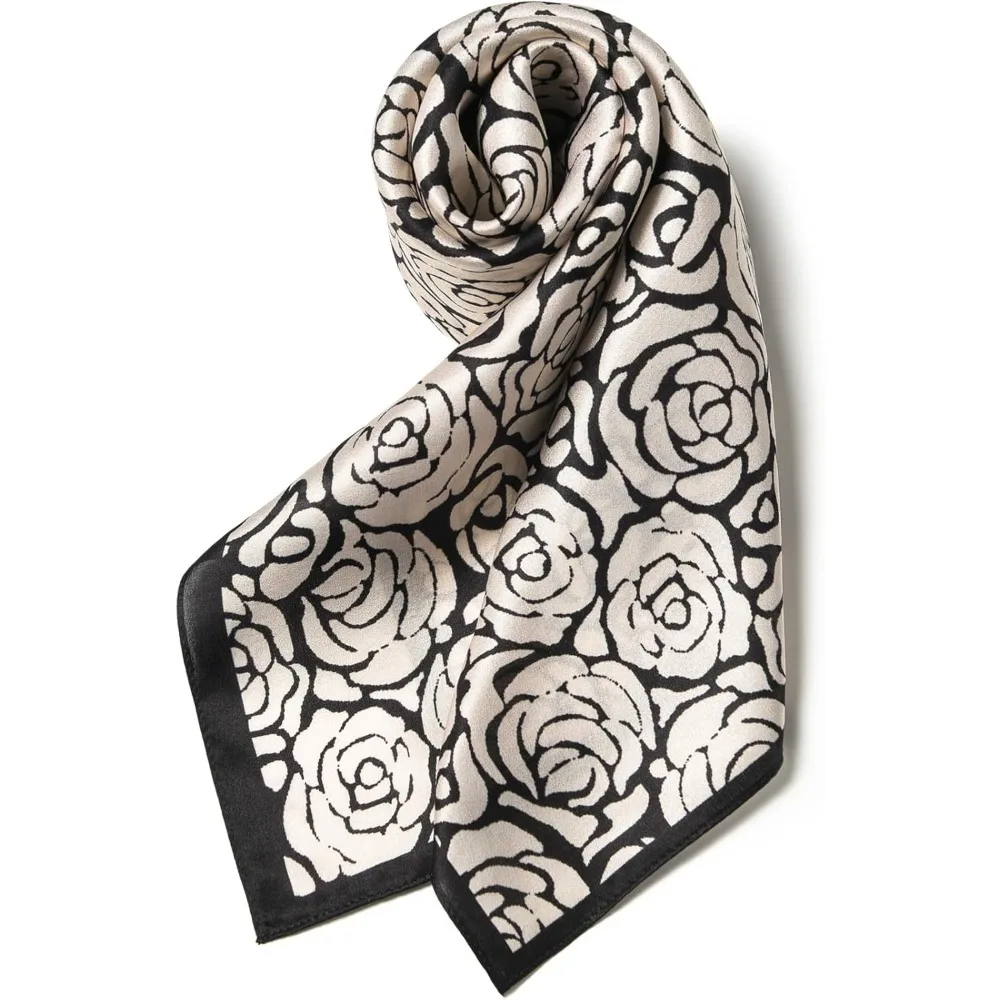Lenço quadrado de seda amoreira pura 25,6" x 25,6'' - lenço de cabeça e pescoço para mulheres, embalado para presente