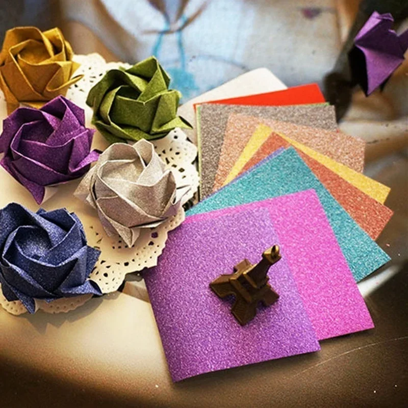 50pcs 10*10cm  Birthday Valentine's Day Gift Pure Color Origami Handmade Paper Heart Mix Colors Romantic for Lovers