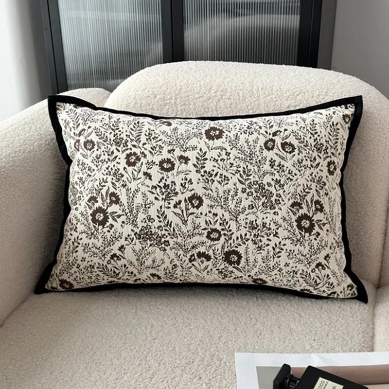 Chenille High-end Sofa Throw Pillows Rectangular Cushion Backrest Simple Living Room Throw Cushion Cover Pillowcases