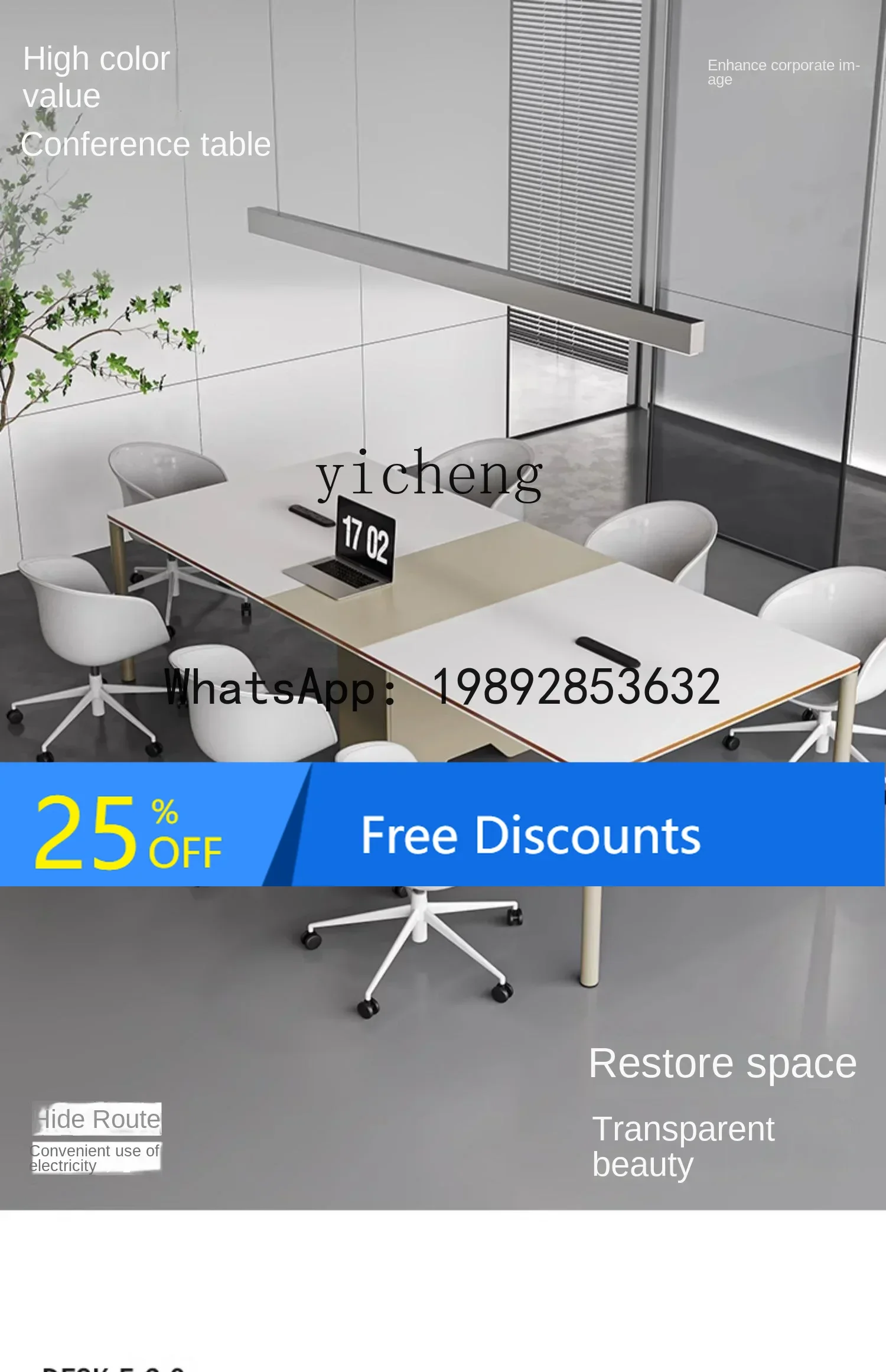 

LYY Conference Table Rectangular Negotiation Table and Chair Combination Long Table Industrial Style Desk Workbench